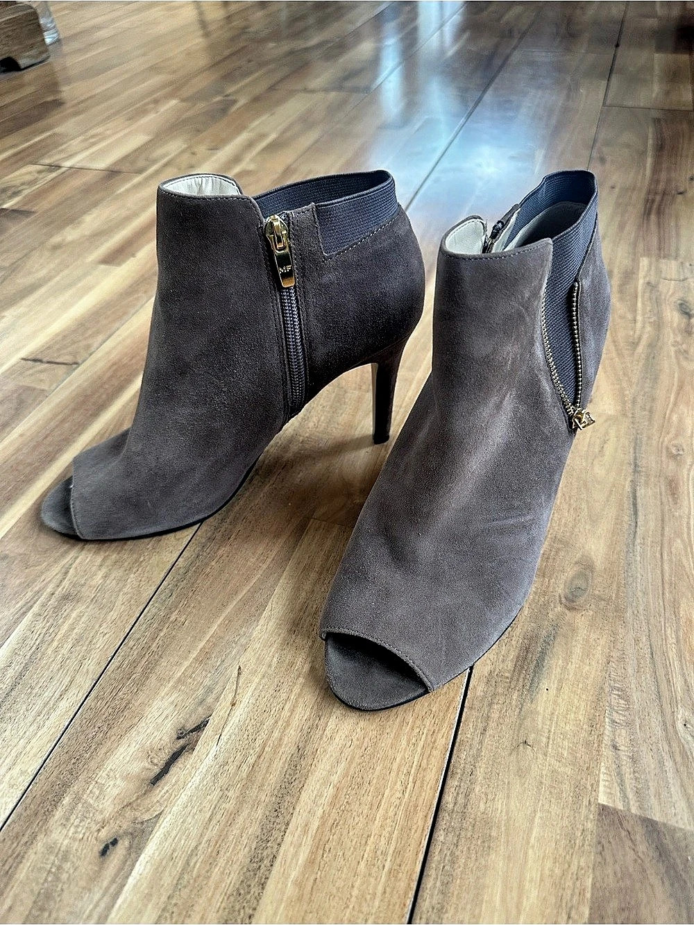 Marc Fisher Peep Toe Ankle Boots Gray US 9M